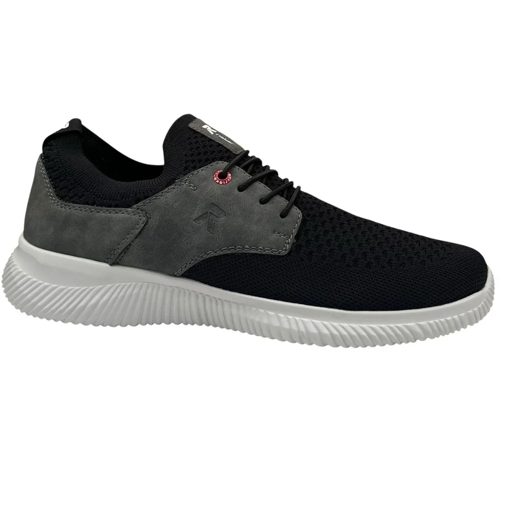 Rieker Men's Max Casual Sporty Shoes Size 10.5 (EU 44) Black/Grey Knit Slip-on